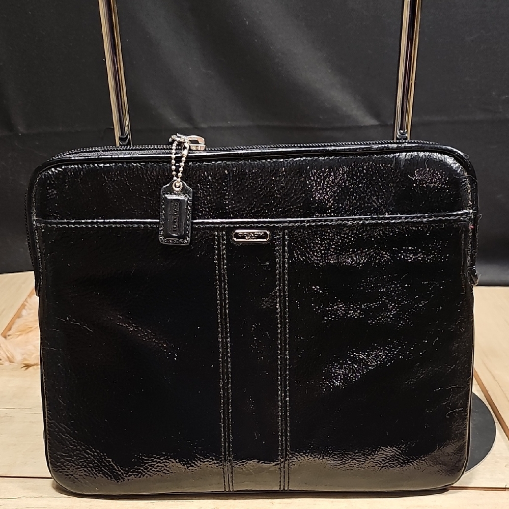 Coach Black Patent Leather Laptop Crossbody